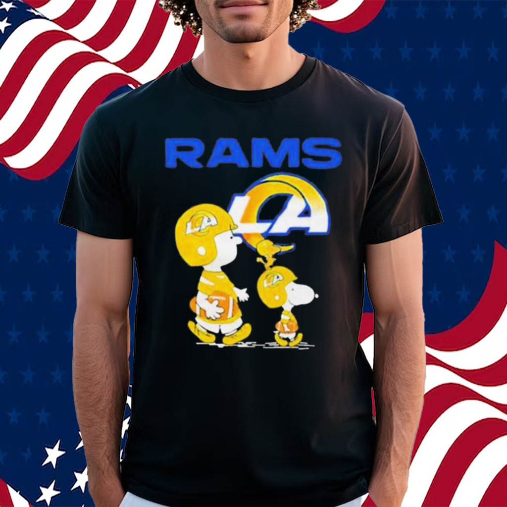 Los Angeles Rams Snoopy and Charlie Brown with Woodstock cartoon T