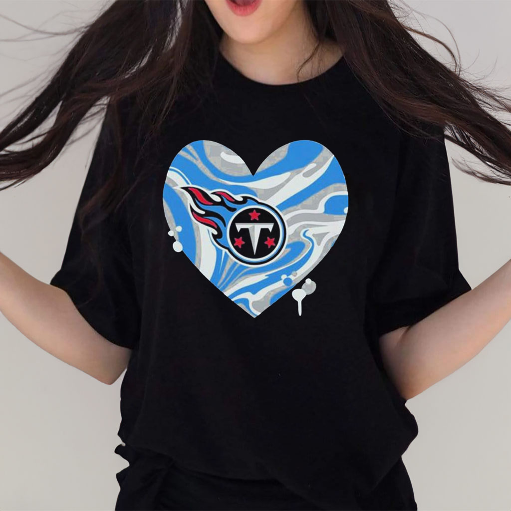 Tennessee Titans Girls Youth Drip Heart Dolman T-Shirt - ShirtsOwl Office