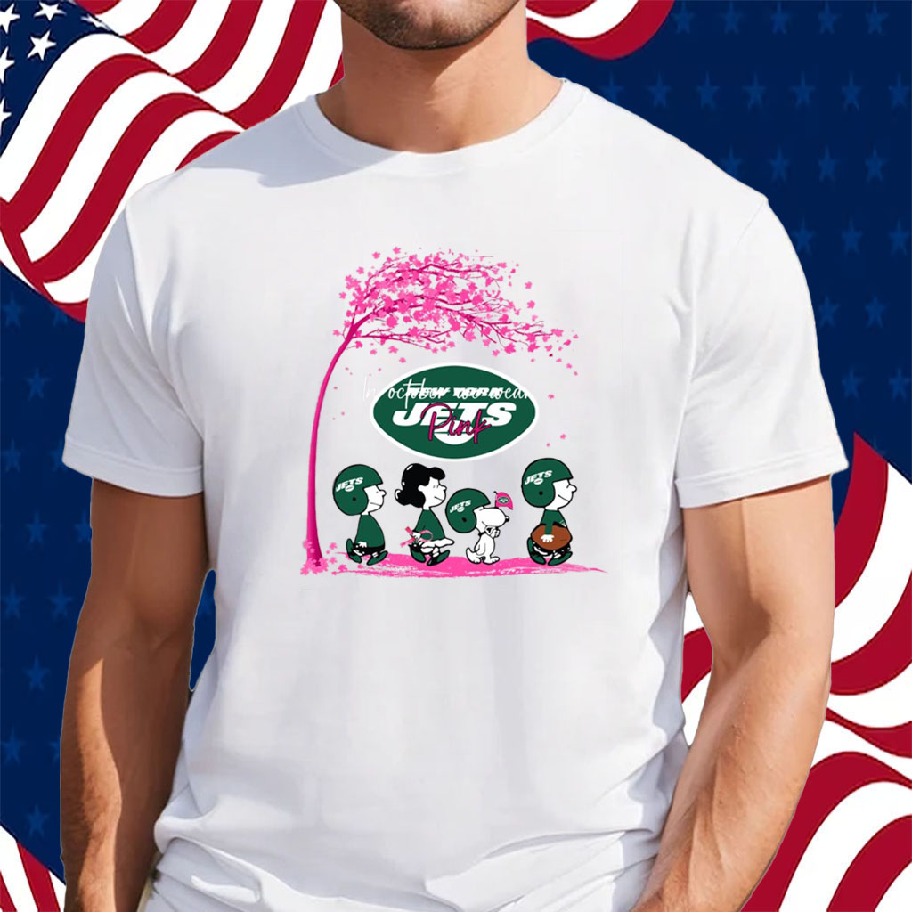 The Peanuts Characters New York Jets In October We Wear Pink T