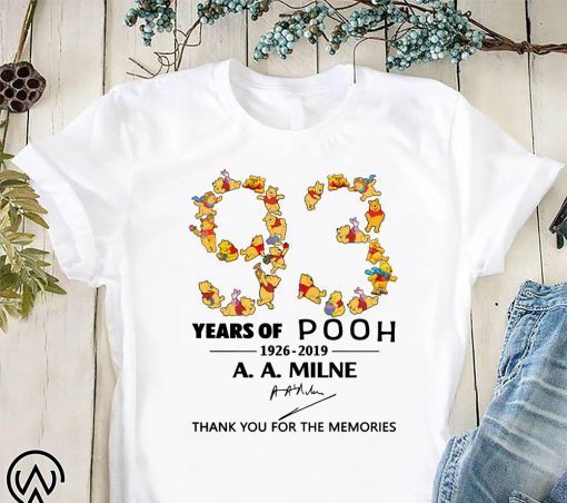 93 years of pooh 1926-2019 thank you for the memories signature shirt