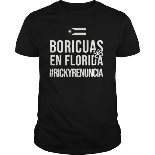 Boricuas Florida Ricky Renuncia Bandera Negra Puerto Rico T-Shirt