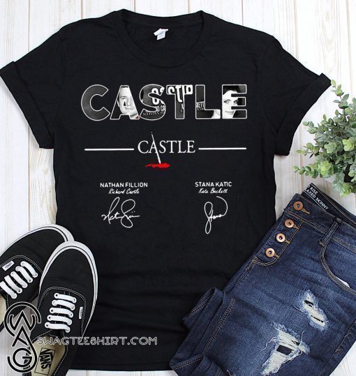 Castle nathan fillion stana katic signatures shirt