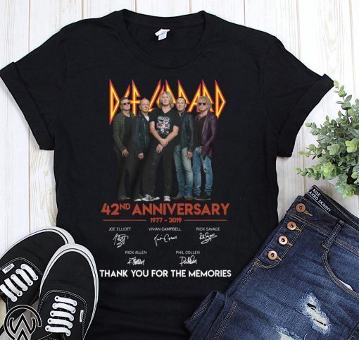 Def leppard rock band 42nd anniversary 1977-2019 signatures thank you for the memories shirt