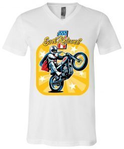 Evel Knievel Motorcycles V-Neck T-Shirt