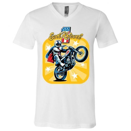 Evel Knievel Motorcycles V-Neck T-Shirt