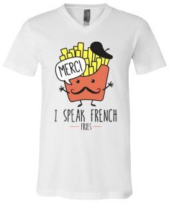 I Speak French Fries Women Cartoon Cute Kawaii Food Raglan V-Neck T-Shirt