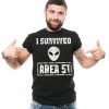 I Survived Area 51 T-Shirt Funny Alien Storm Graphic Tshirt