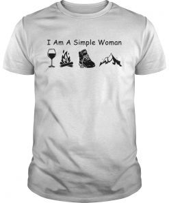 I am a simple woman I love wine camping boot and hiking shirt