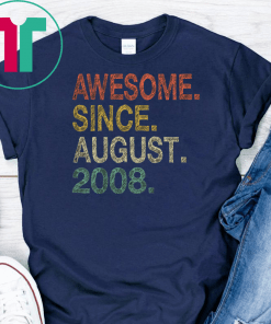 Kids 11th Birthday Gift T-Shirt Awesome Since August 2008 Shirt