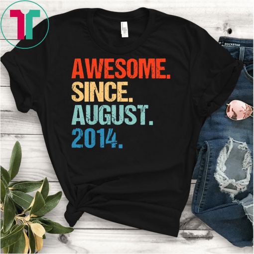 Kids Awesome Since August 2014 Shirt Vintage 5th Birthday Gifts T-Shirt