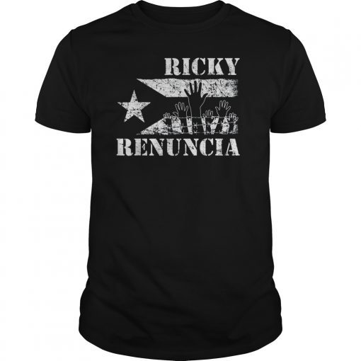 Ricky Renuncia Bandera Negra Puerto Rico Boricua Flag Tee Shirt