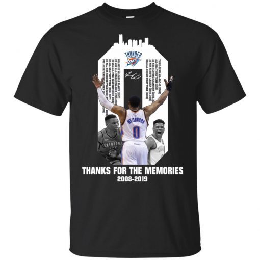 Russell Westbrook OKC Thunder Thank for the memories 2008-2019 shirt