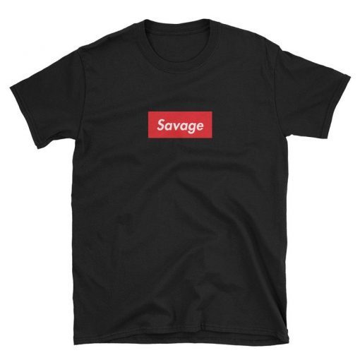 Savage Shirt Red Box White Letters, Box Logo Style