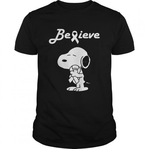 Snoopy Believe Lung Cancer White Awareness TShirt