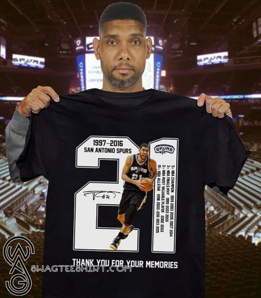 Tim duncan san antonio spurs 21 1977-2016 thank you for the memories shirt