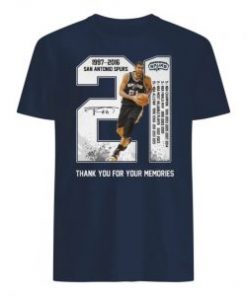 Tim duncan san antonio spurs 21 1977-2016 thank you for the memories shirt