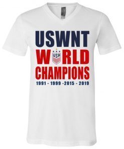 USWNT 2019 Women’s World Cup Champions 4-Star V-Neck T-Shirt