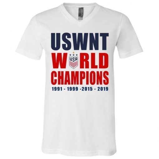 USWNT 2019 Women’s World Cup Champions 4-Star V-Neck T-Shirt