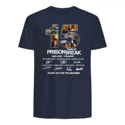 15 years of prison break 2005-2020 9 seasons signatures thank you for the memories shirt