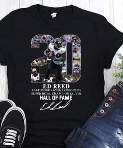 20 ed reed baltimore ravens hall of fame signature shirt