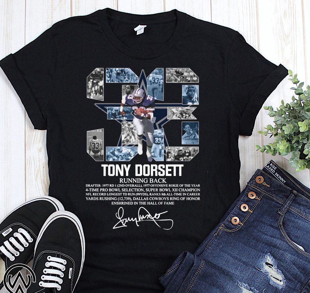 33 tony dorsett dallas cowboys running back signature shirt - ShirtsOwl  Office