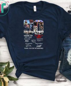 50 years of aerosmith 1970-2020 signatures thank you for the memories shirt