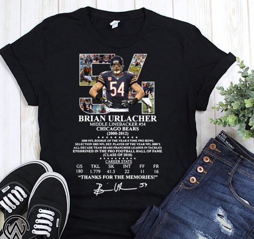 54 brian urlacher middle linebacker chicago bears thank you for the memories signature shirt