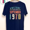 Awesome Since September 1970 Vintage Birthday T-shirt