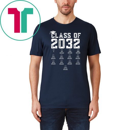 Class of 2032 Grow With Me Shirt With Space For Checkmarks T-Shirt