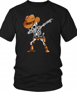 Dabbing Skeleton Cowboy Hat Halloween Mens Womens T-Shirt