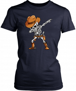 Dabbing Skeleton Cowboy Hat Halloween Mens Womens T-Shirt