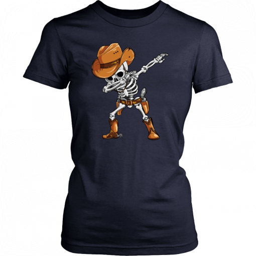 Dabbing Skeleton Cowboy Hat Halloween Mens Womens T-Shirt