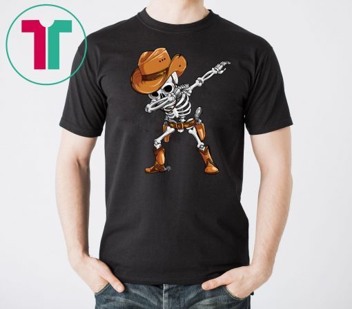 Dabbing Skeleton Cowboy Hat Halloween T-Shirt