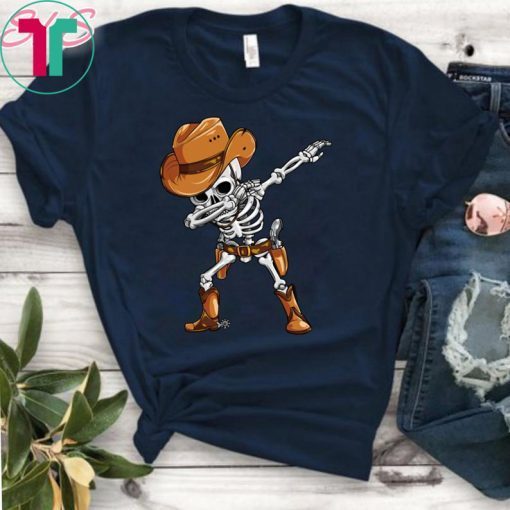 Dabbing Skeleton Cowboy Hat Halloween T-Shirt