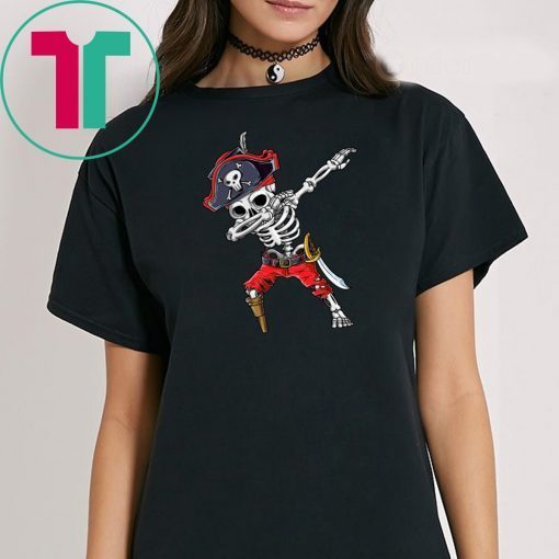 Dabbing Skeleton Pirate Halloween Jolly Roger T-Shirt