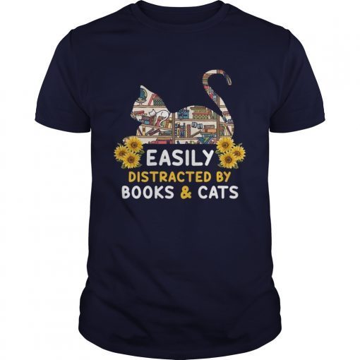 Easily Distracted By BooksCats Cat Lover TShirts