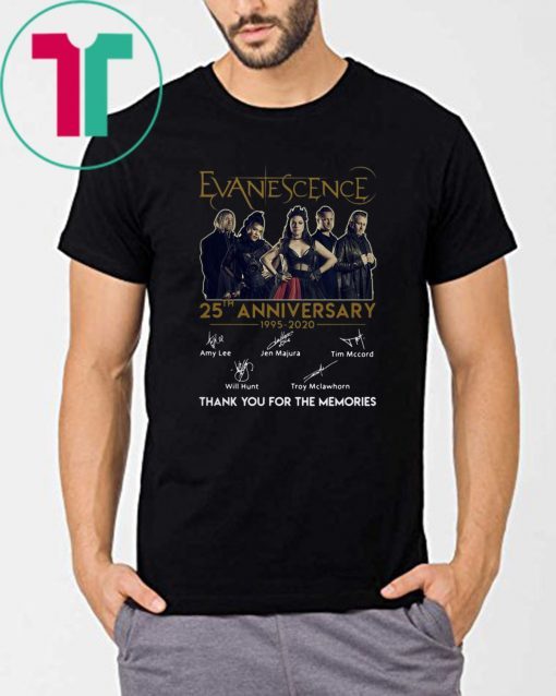 Evanescence 25th anniversary 1995-2020 signatures thank you for the memories shirt