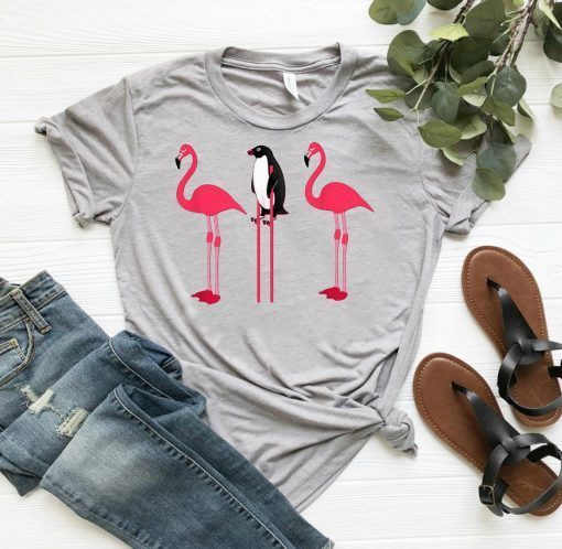 Flamingos and penguins shirt