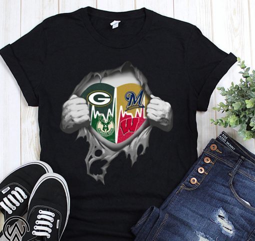 Green bay packers milwaukee brewers milwaukee bucks wisconsin badgers inside me shirt