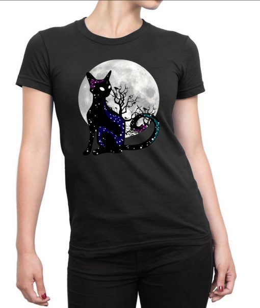 Halloween Cat Scary Black Cat Gothic Looking Halloween T-Shirt