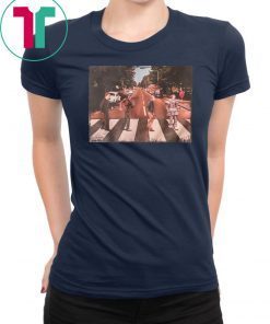 Horror movie characters walking abbey road shirt