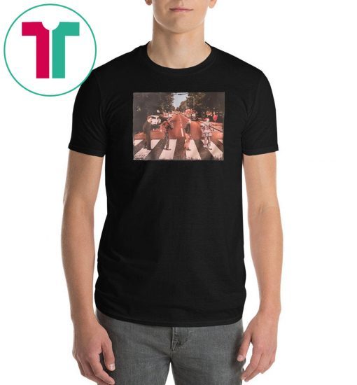 Horror movie characters walking abbey road shirt