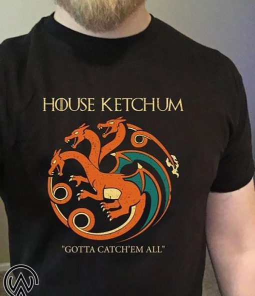 House ketchum gotta catch’em all shirt and women’s v-neck T-Shirt