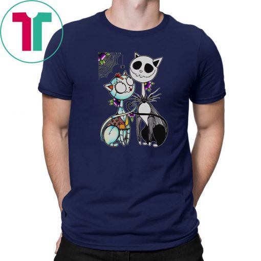 Jack skellington and sally cat shirt