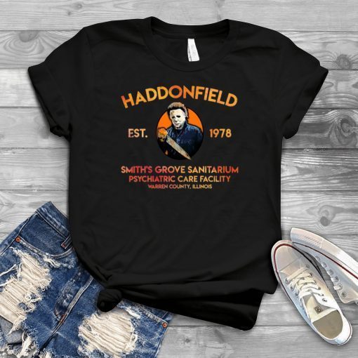 Mens Michael Myers Haddonfield est 1978 Smith's Grove Sanitarium Tee shirt