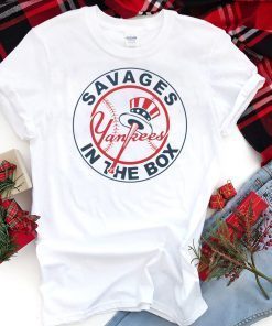 News Savages In The Box Funny Baseball Gift T-Shirt