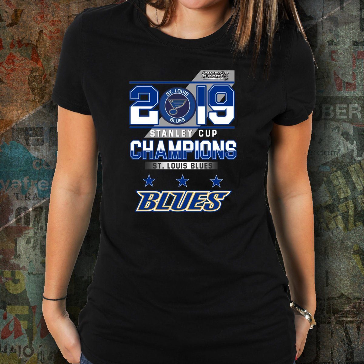 Mens St Louis Blues 2019 Stanley Cup Champions Classic T-Shirt ...