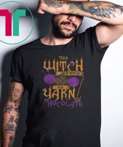 The witch can be bribed with yarn chocolate Halloween T-shirt