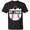 Womens Vintage St Louis Baseball Skyline Cardinal Retro Gift V Neck T-Shirt