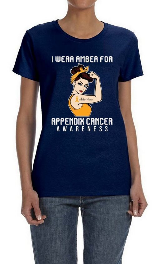 I Wear Amber For Appendix Cancer Awareness For Cancer Warrior T-Shirt